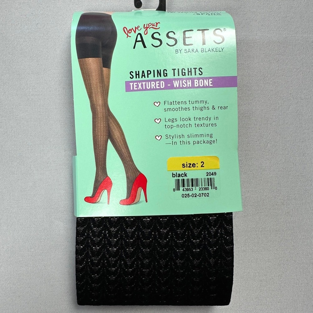 Spanx Love Your Assets‎ Shaping Tights Womens Size 2 Black Textured Wish Bone